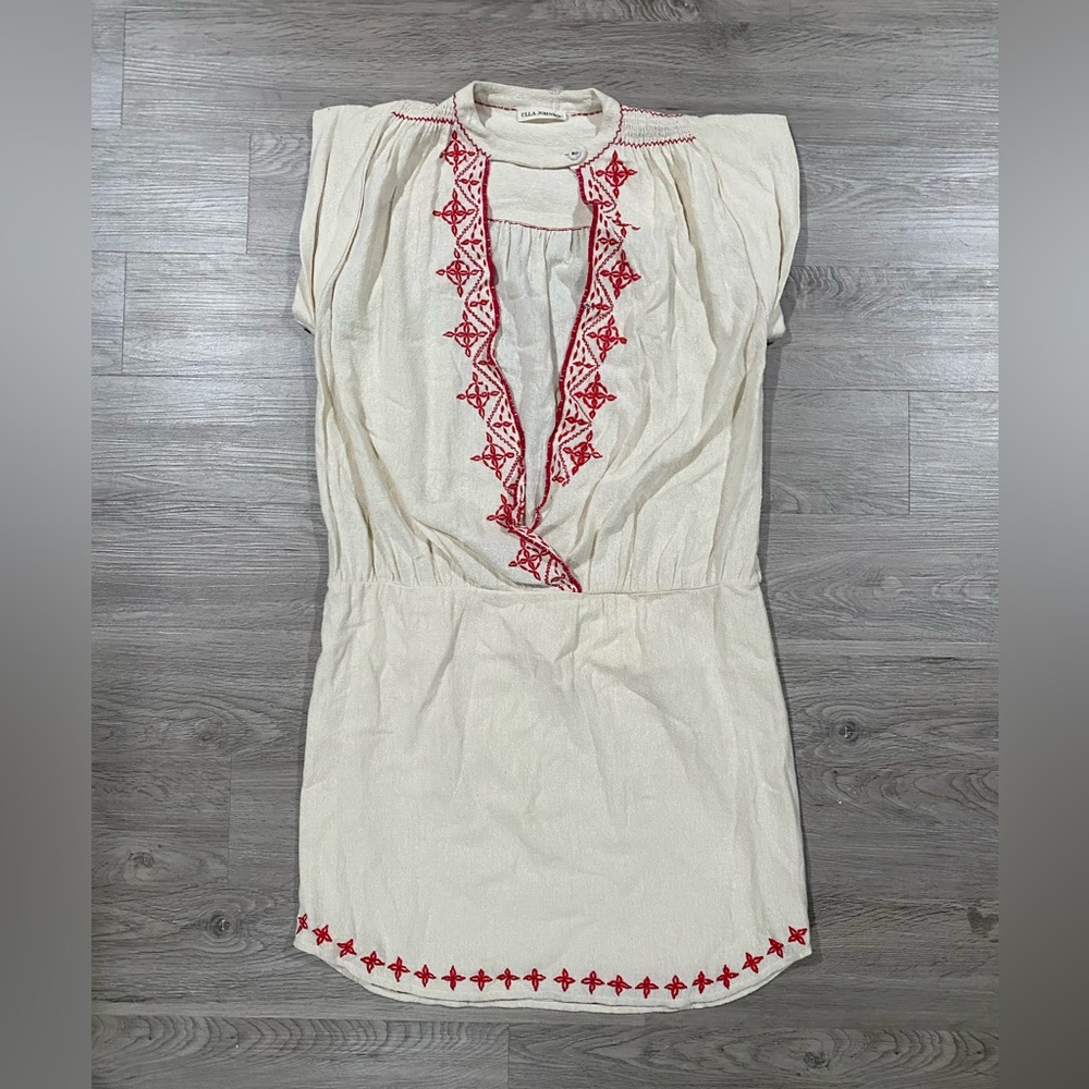 Ulla Johnson Embroidered Silk Mini Dress Vintage Cream Comfort